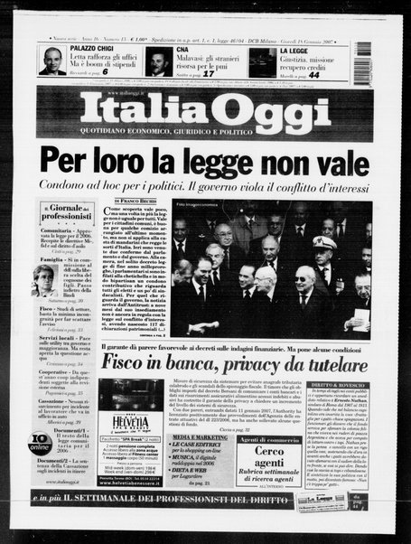 Italia oggi : quotidiano di economia finanza e politica